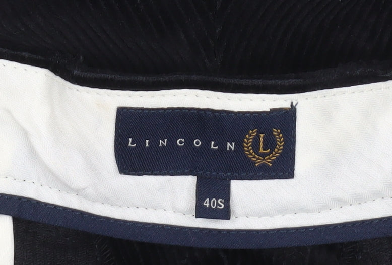 Lincoln Men's Black Corduroy Straight Leg Trousers 40W 29L