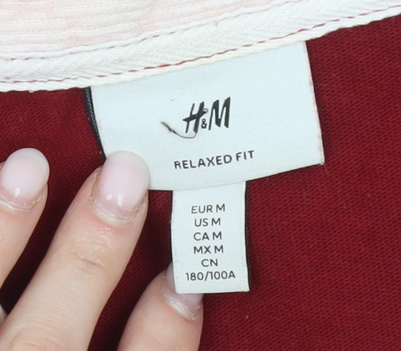Mens UK Size M H&M Red Henley Sweatshirt