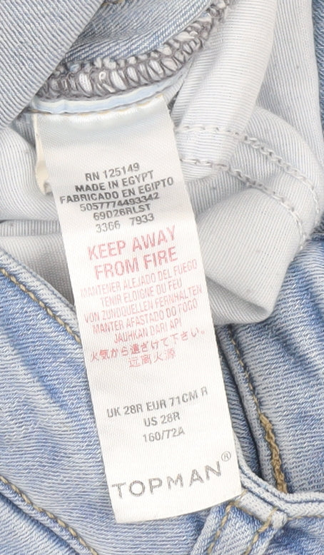 Mens UK Size 28R Topman Slim Fit Skinny Blue Jeans