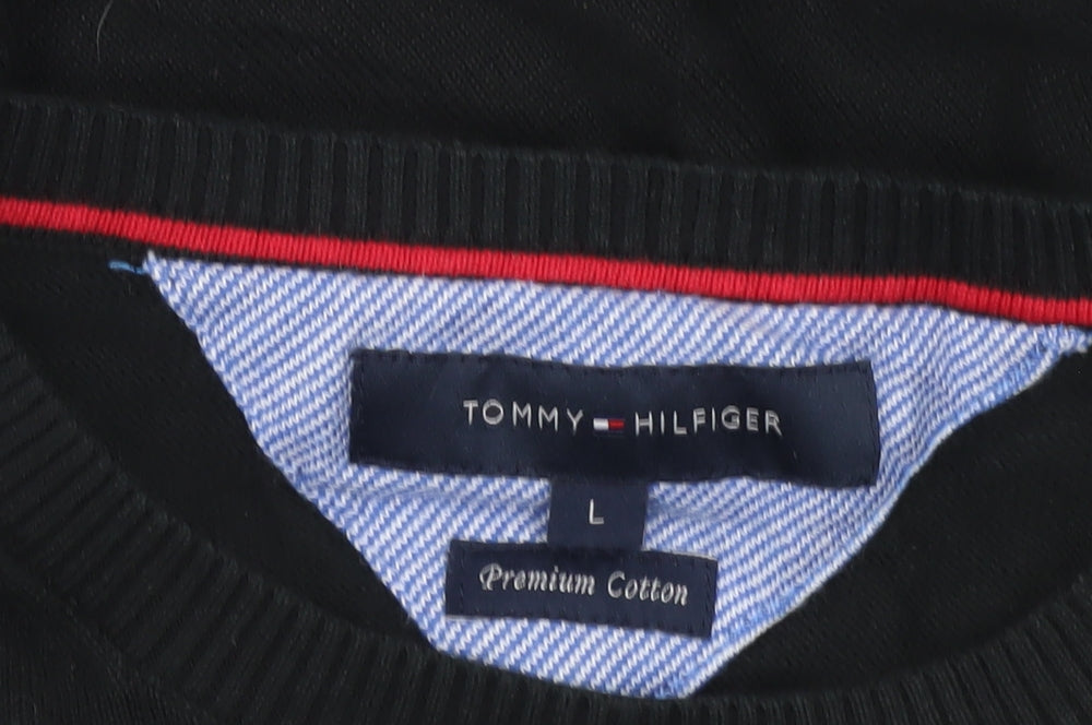 Tommy Hilfiger Men’s Black Cotton Crew Neck Jumper L