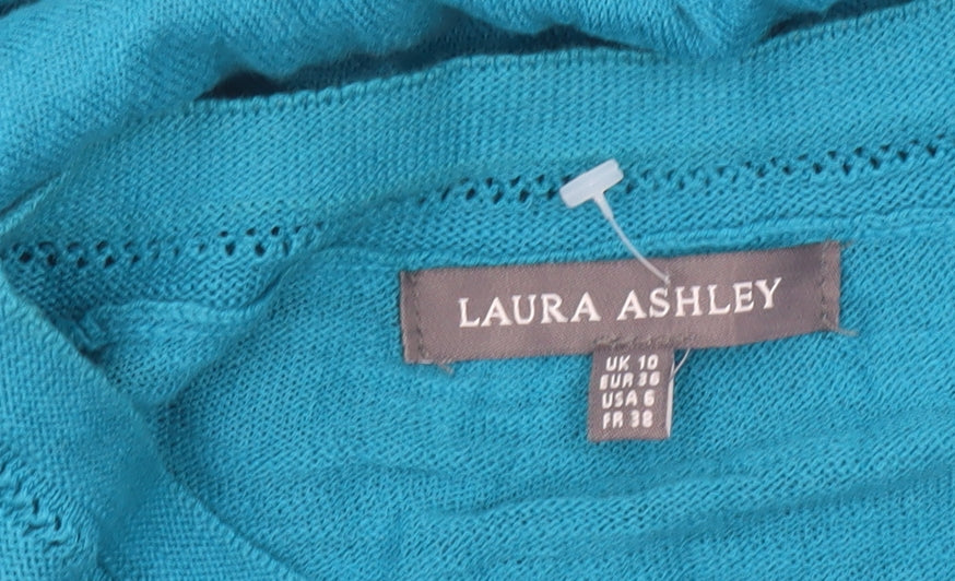 Laura Ashley Women’s Blue Cotton 3/4 Sleeve Cardigan UK 10