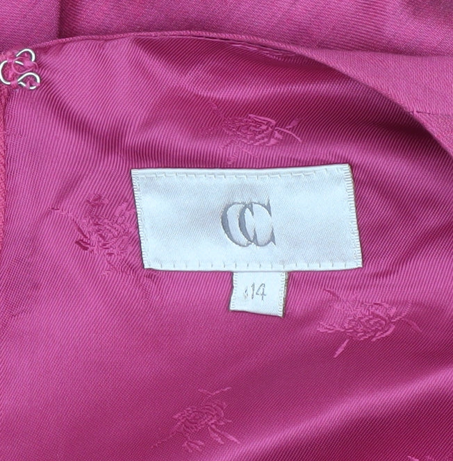 CC Women Pink Linen Sheath Knee Length Dress Size 14 Belted