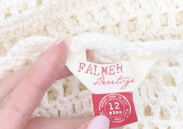 Falmer Women’s Ivory Crochet Open Knit Pullover Jumper Size 12