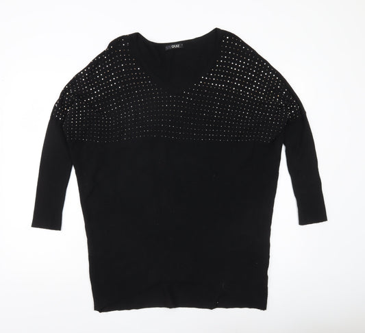 Womens UK Size S Quiz Black Pullover Jumper