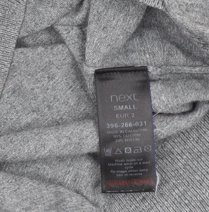 Next Men’s Grey Collared Henley Jumper Small Cotton Blend