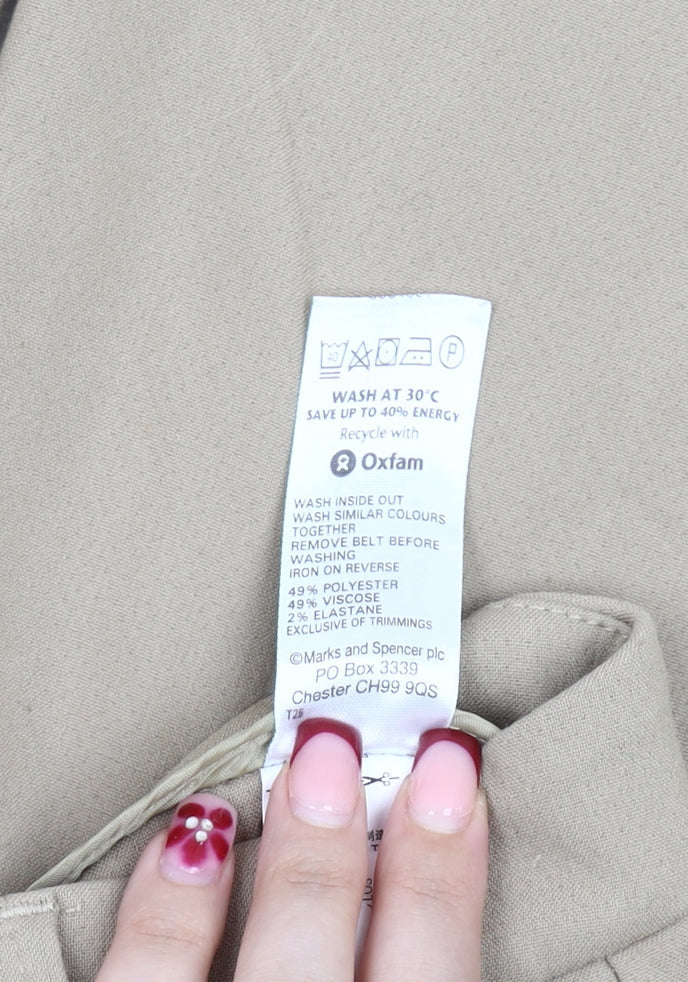 Womens UK Size 12 Marks and Spencer Regular Fit Chino Beige Trousers