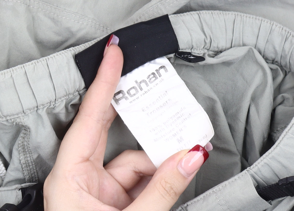 Rohan Unisex Adults Grey Cargo Travel Trousers Size M Polyamide