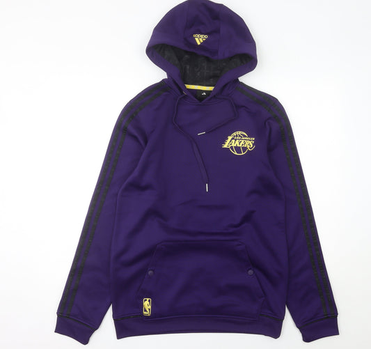 Additional front view of Adidas women’s purple los angeles lakers hoodie, size UK 14, uk polyester