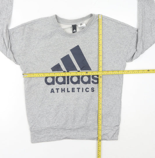 Adidas Women’s Grey Sweatshirt Size 8 Logo Pullover Athletic Top