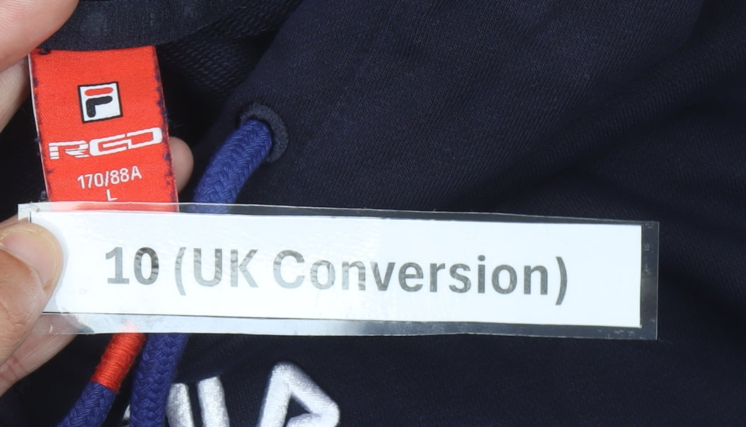 Fila Womens Navy Blue Pullover Hoodie Size 10 UK Long Sleeve Logo