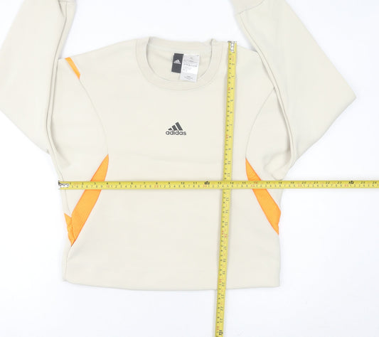 Adidas Womens Ivory Sweatshirt Size 8 Pullover Crew Neck Sports Top