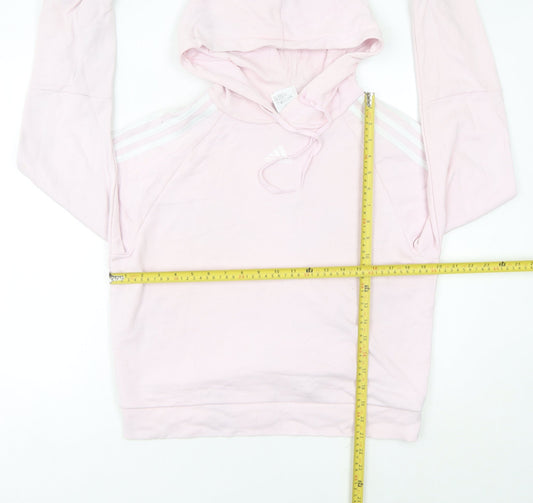 Adidas Womens Pink Pullover Hoodie Size 8 UK Cotton Blend