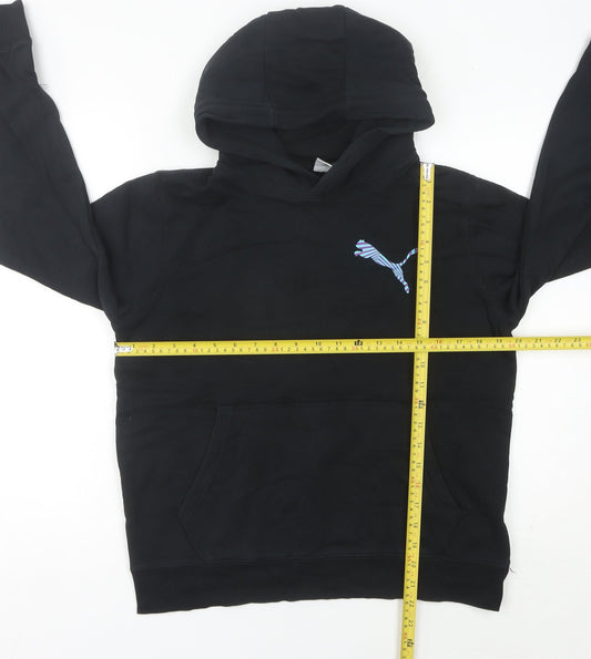 Puma Womens Black Hoodie UK 6 Graphic Print Pullover Sweatshirt