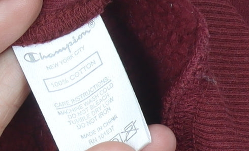 Champion Womens Burgundy Hoodie Size 8 Cotton Pullover Sweatshirt