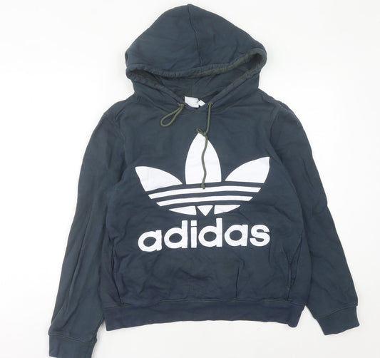 Additional front view of Adidas Women’s Blue Hoodie UK 8 Trefoil Logo Pullover Sweatshirt