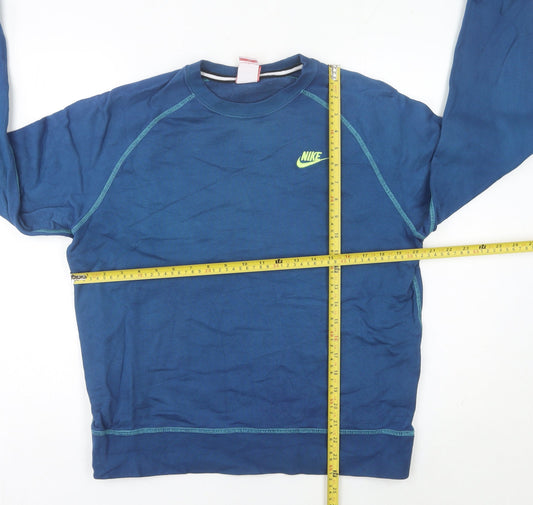 Nike Womens Blue Sweatshirt Size 12 Pullover Crew Neck Logo Sportswear