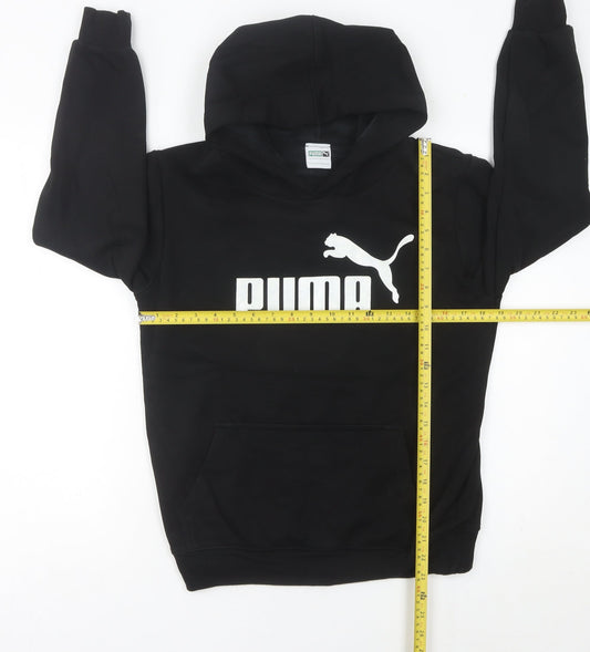 Puma Women Black Pullover Hoodie UK 10 Cotton Logo Sportswear
