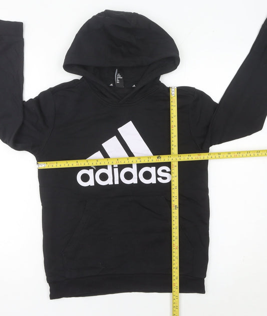 Adidas Womens Black Pullover Hoodie Size 2 Logo Print Sweatshirt