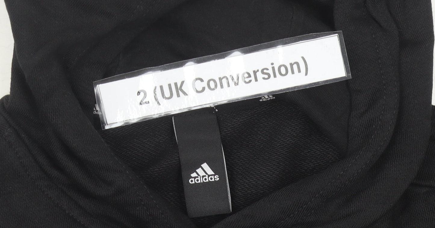 Adidas Womens Black Pullover Hoodie Size 2 Logo Print Sweatshirt