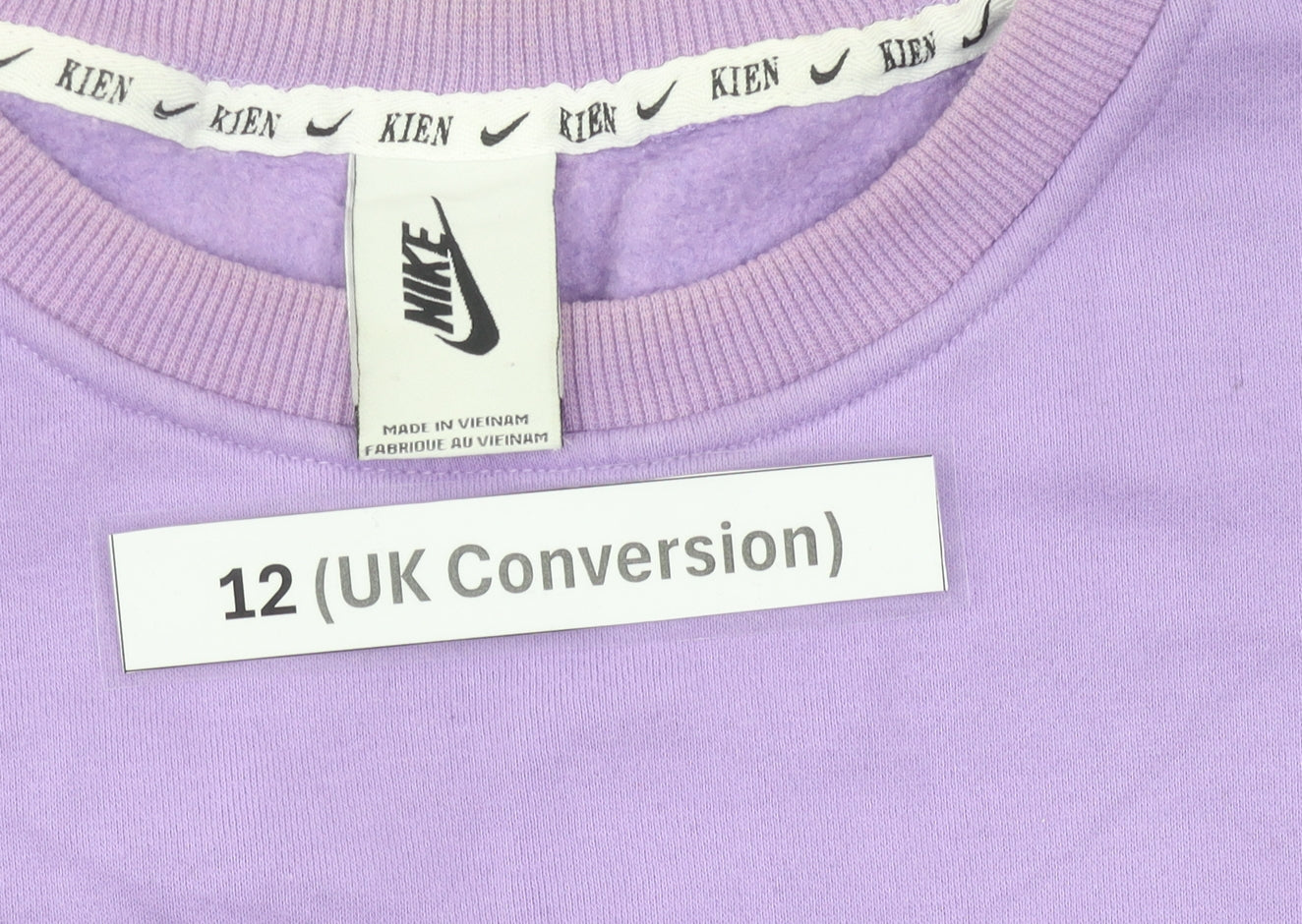 Nike Womens Purple Logo Sweatshirt Size 12 Pullover Crew Neck