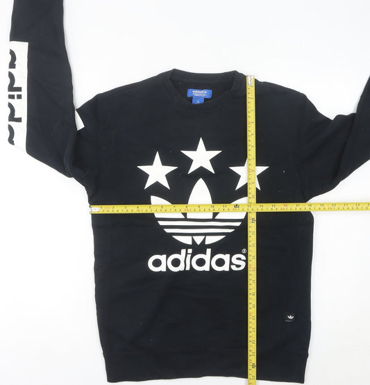 Adidas Women Black Size 10 Pullover Sweatshirt Logo Crew Neck