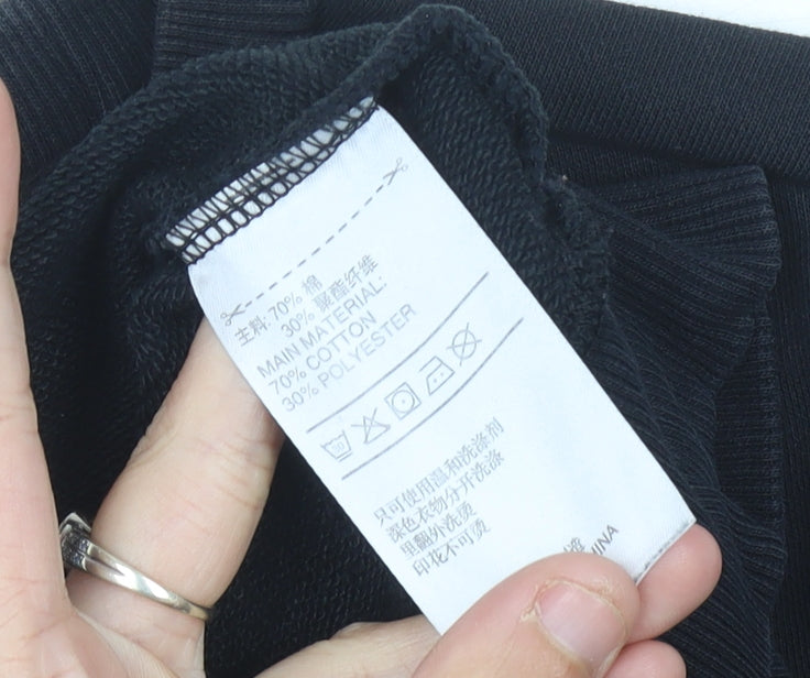 Adidas Womens Black Crew Neck Sweatshirt Size 10 Logo Print