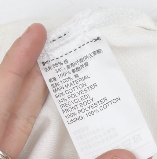 Adidas Women’s White Pullover Hoodie UK 10 Cotton Blend Logo Sport