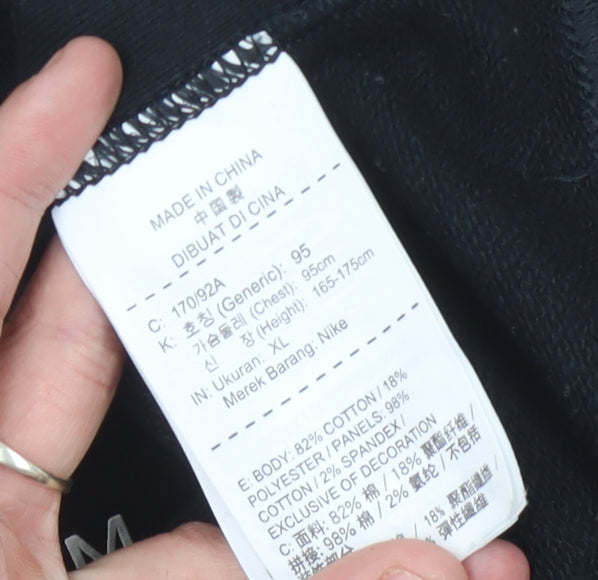 Nike Womens Black Logo Sweatshirt Size 12 Cotton Blend Pullover