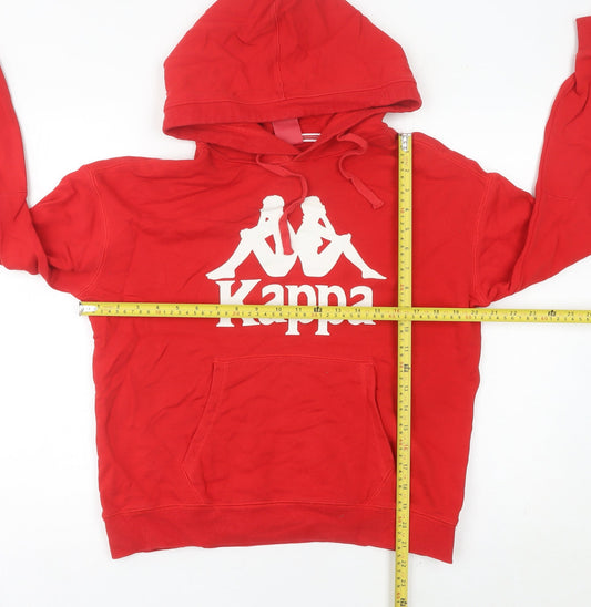 Kappa Womens Red Hoodie UK 10 Cotton Pullover Logo Sweatshirt