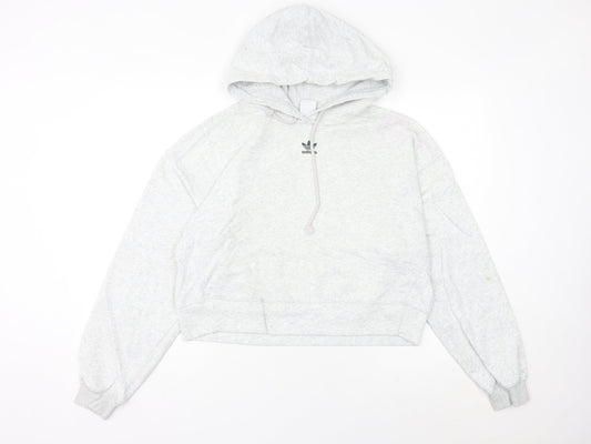 Additional front view of Adidas Women’s Grey Hoodie, size UK 8, UK Cotton Blend Pullover