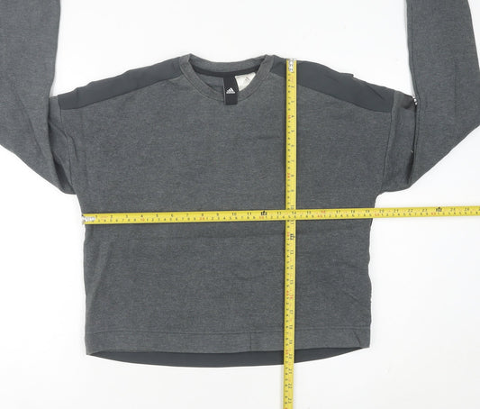 Adidas Womens Grey Sweatshirt Size 10 Crew Neck Long Sleeve