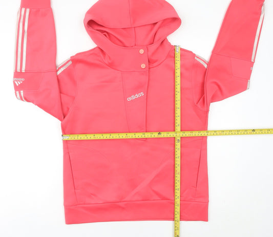 Adidas Womens Pink Henley Hoodie Size 12 with Logo Detail