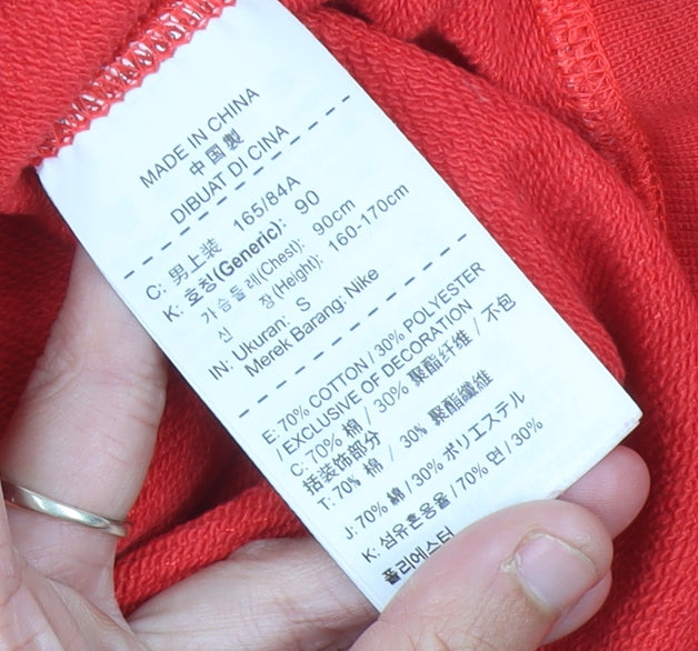 Nike Women's Red Pullover Sweatshirt Size 8 UK Crew Neck Logo