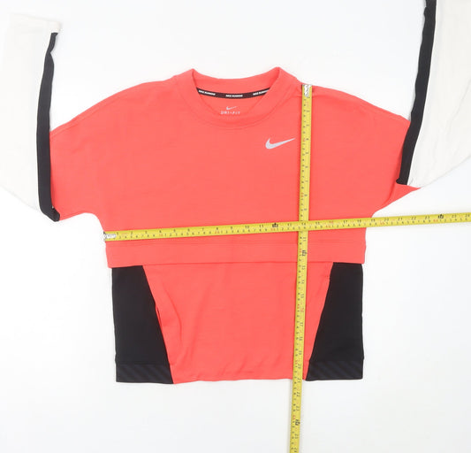 Nike Women’s Pink Black White Running Sweatshirt UK 8 Dri-Fit