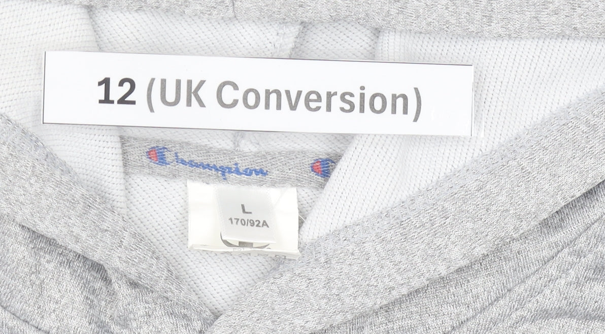 Champion Womens Grey Hoodie UK 12 Pullover Sweatshirt