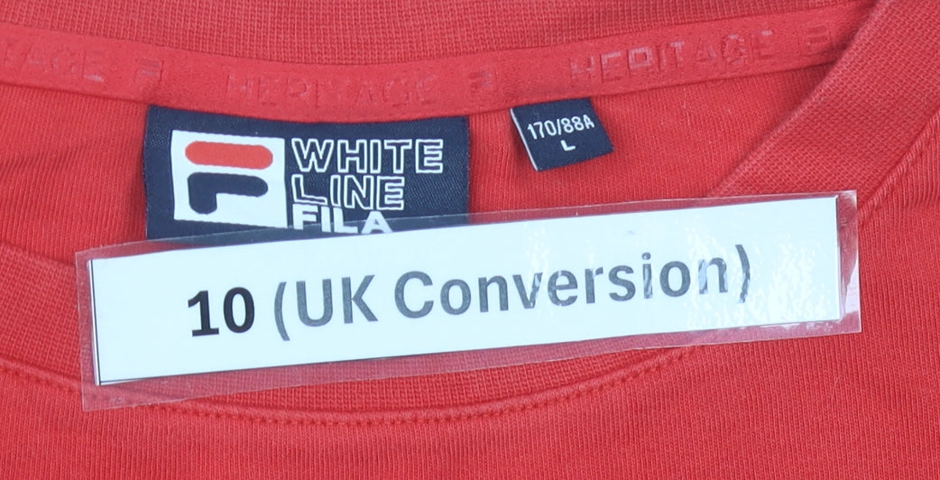 Fila Women’s Red Cold Shoulder Sweatshirt Size 10 UK Logo Print