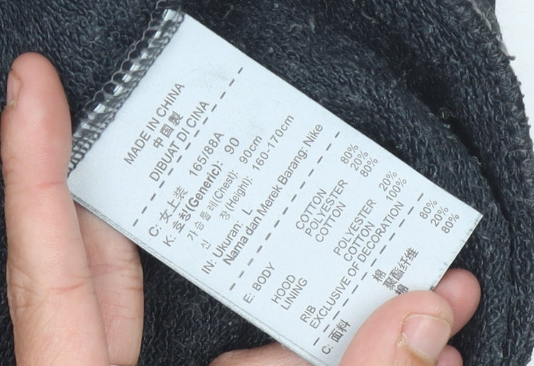 Nike Womens Black Hoodie Size 8 Pullover Sweatshirt Logo Graphic