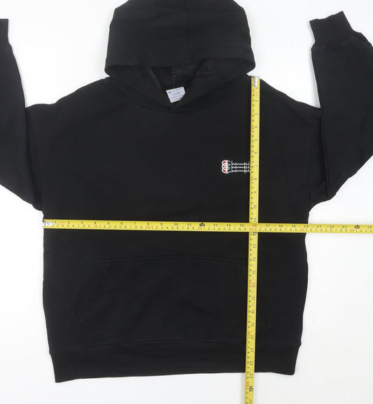 Champion Womens Black Size 10 Pullover Hoodie with Logo