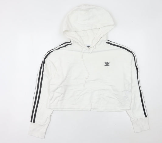 Additional front view of Adidas Women’s White Hoodie UK 8 Pullover Long Sleeve Logo Sportswear