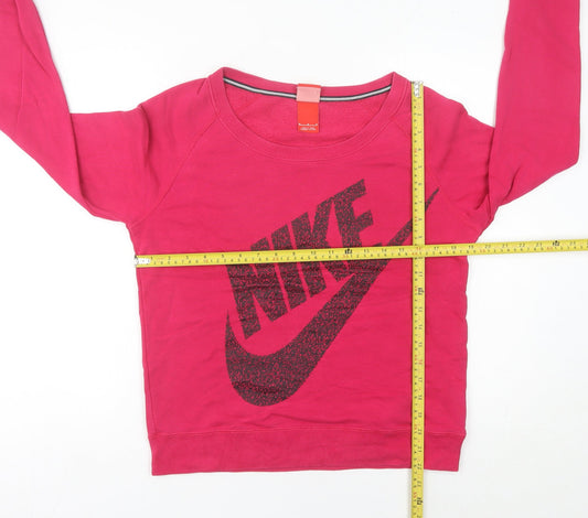 Nike Womens Pink Logo Sweatshirt Size 8 Pullover Long Sleeve