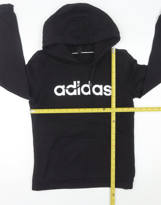Adidas Womens Black Pullover Hoodie Size 10 Logo Sports Casual