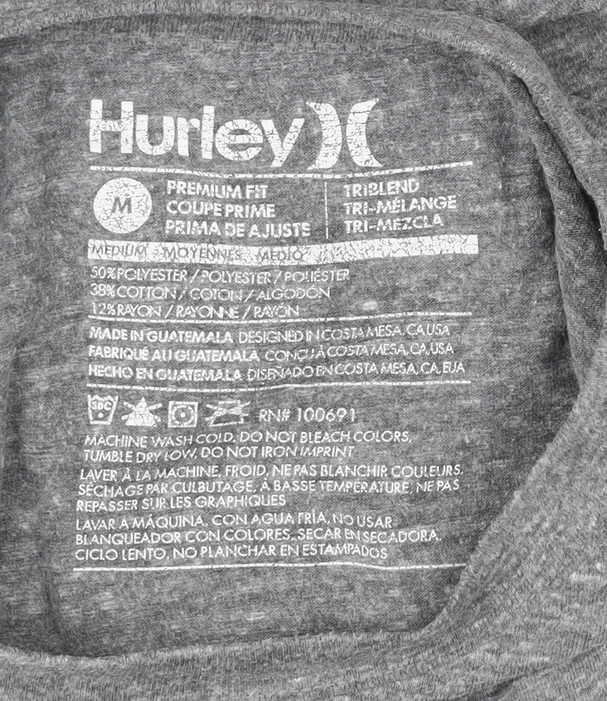 Mens UK Size M Hurley Grey T-Shirt