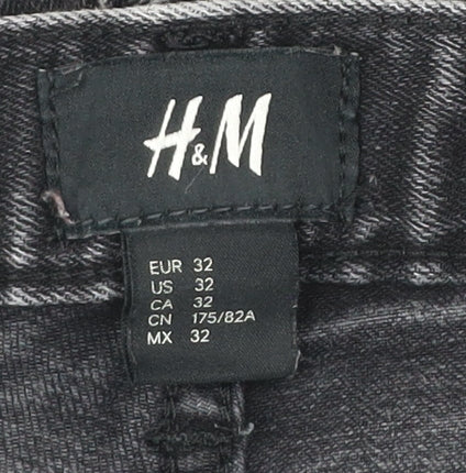 H&M Men’s Black Slim Fit Denim Chino Shorts Size 32
