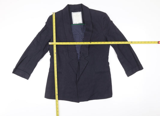 White Stuff Women’s Blue Linen Cotton Blazer Jacket Size 10