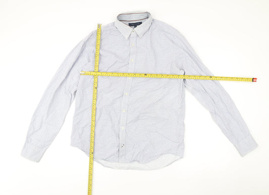 Tommy Hilfiger Men’s Blue Slim Fit Long Sleeve Geometric Dress Shirt L