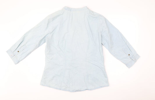 Cotton Traders Women’s Blue Embroidered Button-Up Shirt Size 12