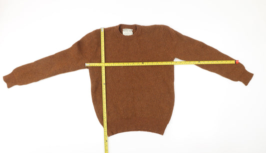 Racing Green Men’s Brown Wool Blend Crew Neck Jumper M