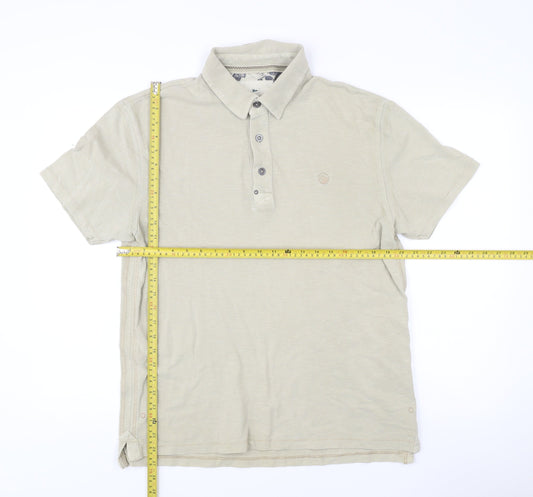 Marks and Spencer Men’s Beige Cotton Polo Shirt Size M Short Sleeve