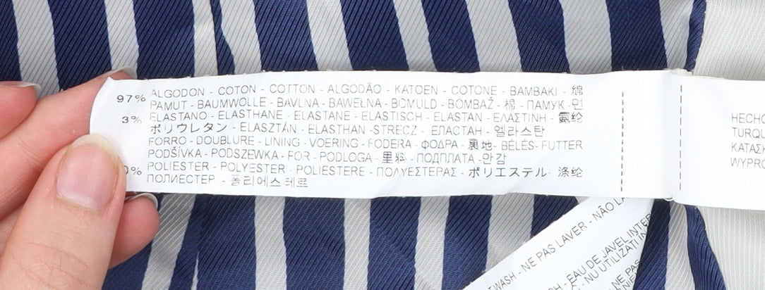 Zara Basic Women’s Blue Cotton Blend Slim Fit Blazer Jacket S