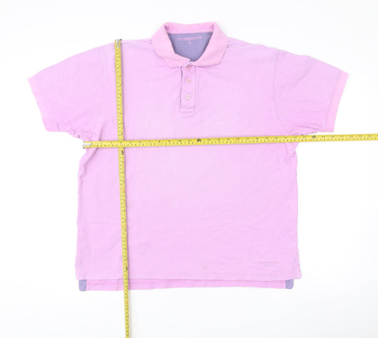 Tyrwhitt Men’s Pink Cotton Polo Shirt L Short Sleeve Classic Fit